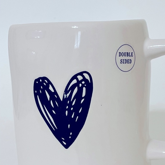 New RAE DUNN Oh La La White Ceramic Coffee Mug With Black Scribble Heart - Picture 3 of 9
